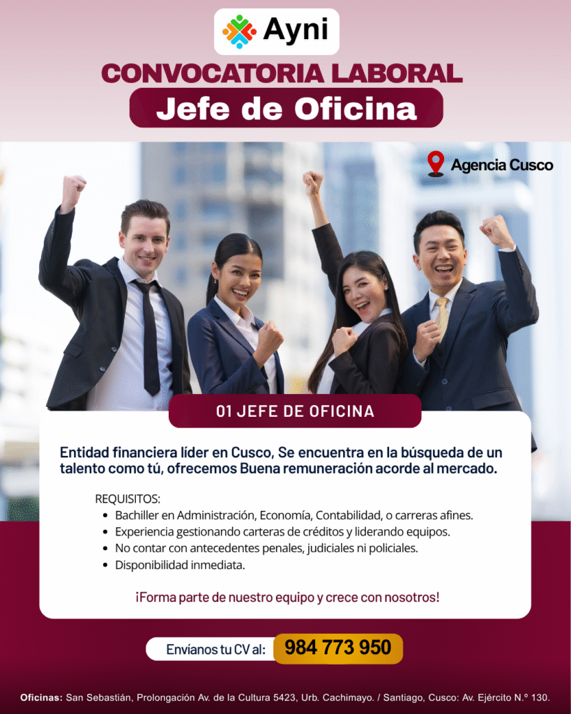 Convocatoria Laboral – Jefe de Oficina